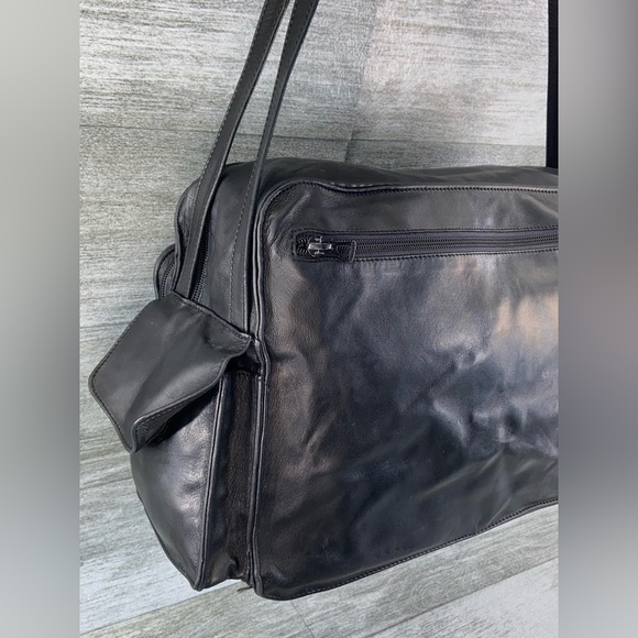 DunHill Leather Black Computer Shoulder Work Business Bag Messenger France Zip - Picture 5 of 16